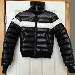 SAM STARBURST SINGLE STRIPE DOWN NYLON PUFFER BOMBER JACKET SIZE XS